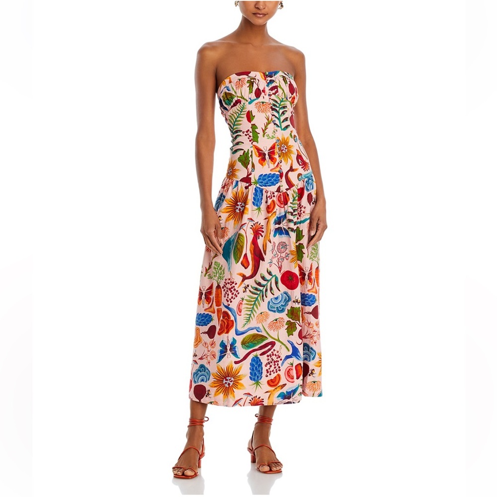 FARM Rio Bright Farm Beige Strapless Dress